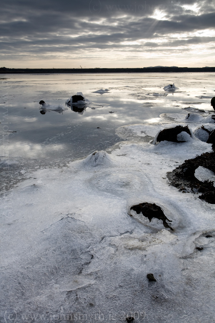 Ice on Lough Atalia in Galway